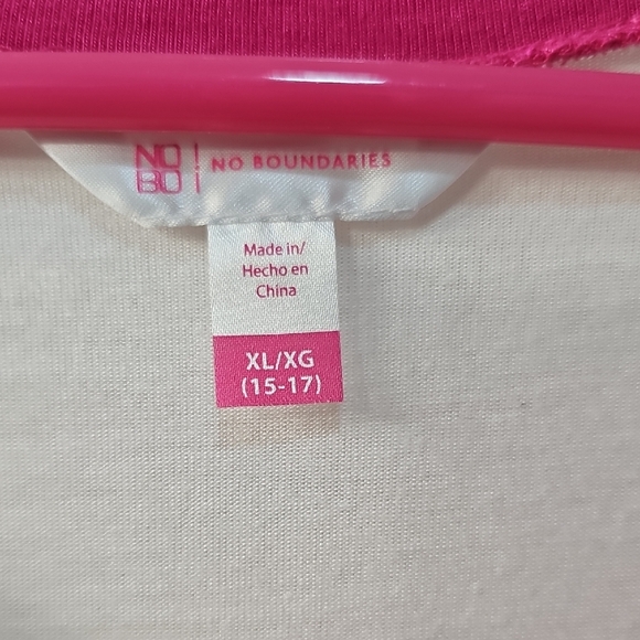 NWOT Juniors No Boundaries Pink and White Tee W VIBES Drawstring 15-17 XL - Picture 2 of 12